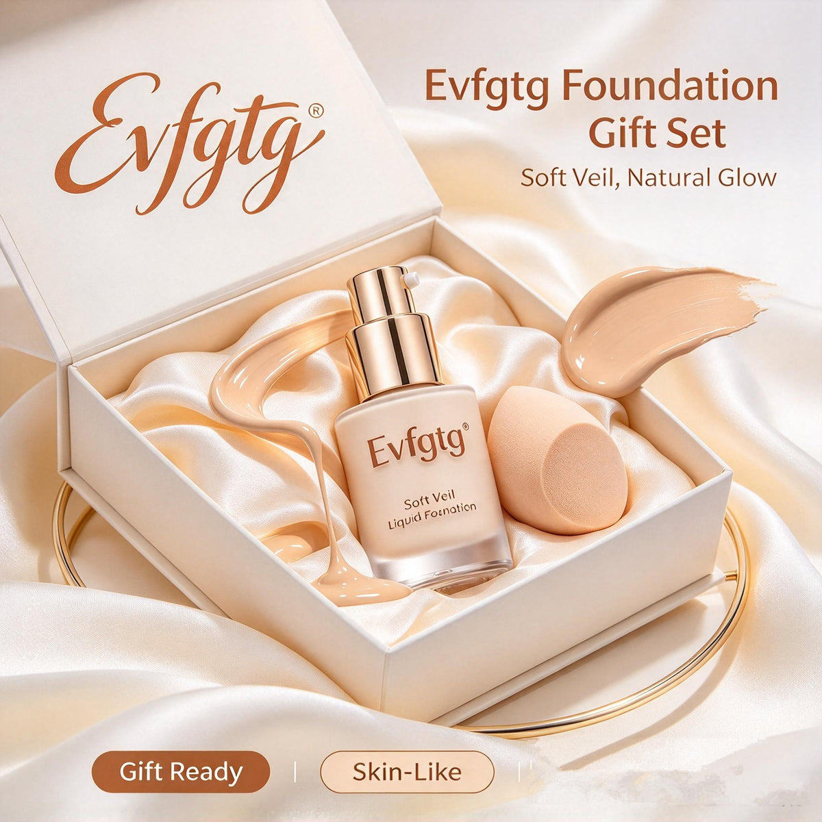 ✨Evfgtg Soft Veil Liquid Foundation, Natural Buildable Coverage Foundation, Skin‑Like Soft Focus Finish, Lightweight Long‑Wear Face Makeup for Women