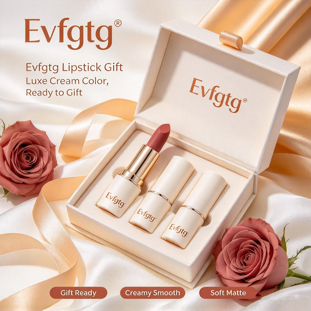 🌹Evfgtg Luxe Cream Matte Lipstick, Silky Smooth High Pigment Lipstick, Comfortable Wear Daily Beauty Lip Makeup