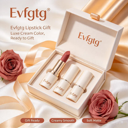 🌹Evfgtg Luxe Cream Matte Lipstick, Silky Smooth High Pigment Lipstick, Comfortable Wear Daily Beauty Lip Makeup