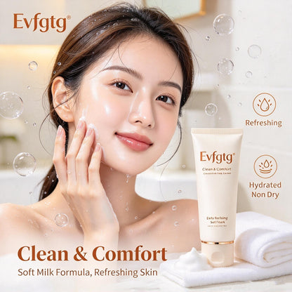 🫧Evfgtg Daily Purifying Soft Foam Cleanser, Creamy Milk‑Based Facial Cleanser, Removes Dirt & Excess Oil, Hydrating Gentle Face Wash