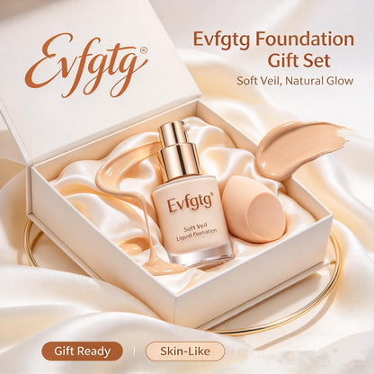 ✨Evfgtg Soft Veil Liquid Foundation, Natural Buildable Coverage Foundation, Skin‑Like Soft Focus Finish, Lightweight Long‑Wear Face Makeup for Women