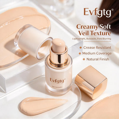 💄Evfgtg Natural Glow Liquid Concealer, Soft Veil Light‑Texture Concealer, Covers Dark Circles Blemishes Redness, Dewy Finish Daily Face Cosmetics