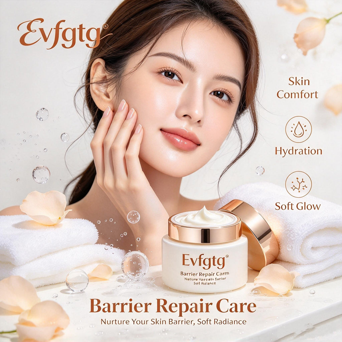 🌸Evfgtg Barrier‑Nurturing Repair Cream, Deep Hydration Facial Moisturizer, Restores Soft Radiant Complexion for All Skin Types