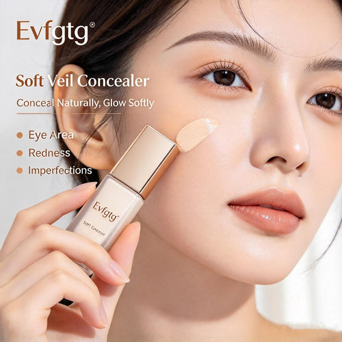💄Evfgtg Natural Glow Liquid Concealer, Soft Veil Light‑Texture Concealer, Covers Dark Circles Blemishes Redness, Dewy Finish Daily Face Cosmetics