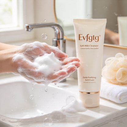 🫧Evfgtg Daily Purifying Soft Foam Cleanser, Creamy Milk‑Based Facial Cleanser, Removes Dirt & Excess Oil, Hydrating Gentle Face Wash