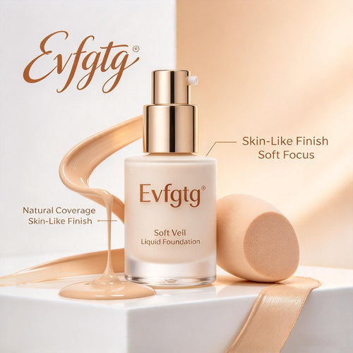 ✨Evfgtg Soft Veil Liquid Foundation, Natural Buildable Coverage Foundation, Skin‑Like Soft Focus Finish, Lightweight Long‑Wear Face Makeup for Women