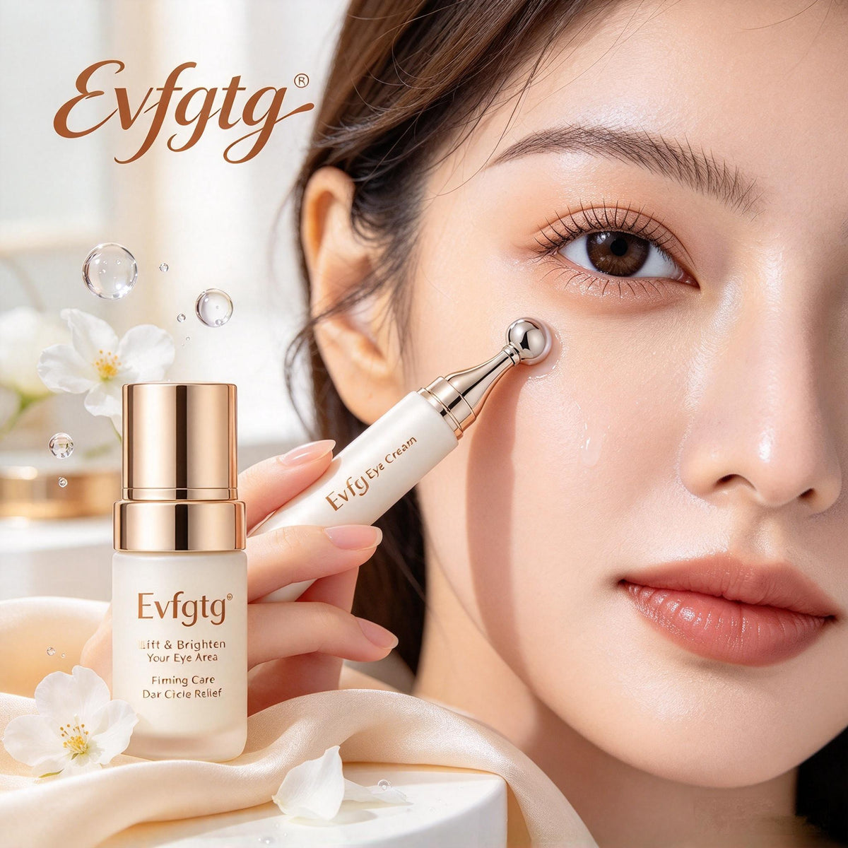 👁️Evfgtg Eye Cream with Massage Roller, Lift & Brighten Under‑Eye Area, Firming Care for Dark Circle Relief, Hydrating Anti‑Aging Eye Skin Care